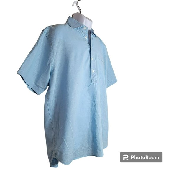 True Measure Tunic Shirt, Men L, Blue, Linen/Cotton Blend, Short Sleeve, EUC - Picture 3 of 13